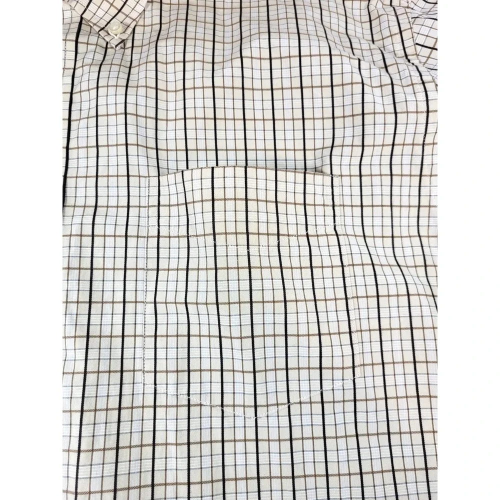 Tommy Hilfiger 80's 2 Ply Cotton Cream Plaid‎ Button Down Shirt Size XL Preppy